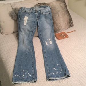 Guess premium distressed flare med wash jeans 27
